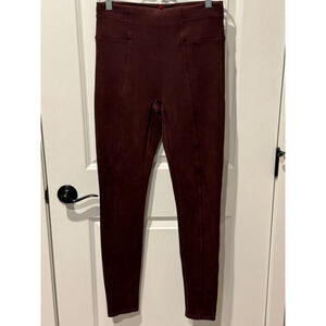 Women's SPANX Burgundy Faux Micro Suede Leggings M
